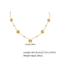 Details der goldenen Blumenkette mit Zirkonia-Steinen und gezeigten Abmessungen - Halskette (NC-2700G)