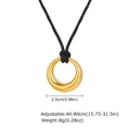 Goldener hohler Rundanhänger mit Spiralstruktur an verstellbarer schwarzer Wachskordel - Gold (NC-2403G)