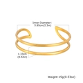 Bracciale rigido geometrico a doppio strato in acciaio dorato con misure del prodotto - Linea Geometrica a Doppio Strato (B-710G)