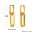 Detail view of gold geometric oval chain link earrings with size and weight dimensions - Gold (EH-784G)