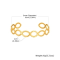 Detail view of 18K gold plated twisted bangle with dimensions 6cm diameter and 1cm width - Gold (B-724G)