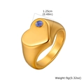 Gouden hart zegelring met blauwe edelsteen, 1,25 cm breed van mat roestvrij staal - Goud / December Geboortesteen (Blauwe Strass)