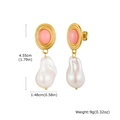 Dimensioni dettagliate degli orecchini vintage con perla barocca e pietra rosa - Stile Perla Pietra Ovale Rosa (ED-918G)