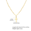 Collar de cruz de acero inoxidable dorado con cadena ondulada y medidas detalladas - Dorado (NC-2300G)