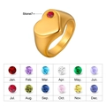 Gold heart-shaped stainless steel ring with custom red birthstone color options - US 6 / July Stone (Dark Red Rhinestone)