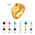 Bague cœur dorée en acier inoxydable avec pierre de naissance de mai personnalisable - Pierre d'Août (Strass Vert Jaune)