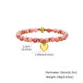 Pulsera de cuentas rosas de acero inoxidable con colgante de corazón dorado - Rosa (BR-1485G-2)