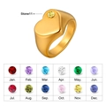 Bague cœur dorée personnalisable avec une pierre de naissance jaune incrustée - Pierre de Novembre (Strass Jaune)