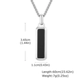 Rechteckige Herrenkette aus Edelstahl mit schwarzer geometrischer Steineinlage - Schwarz (PN-2226S02) Anhänger Ohne Kette