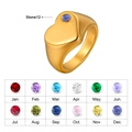 Bague cœur en acier inoxydable doré avec pierre de naissance violette de février - Pierre de Décembre (Strass Bleu)