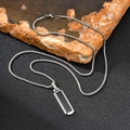 Herren Halskette aus silbernem Edelstahl mit schwarzem Rechteckanhänger auf Steinen - Schwarz (PN-2226S02) Mit Kette