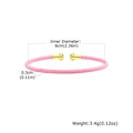 Bracciale rigido intrecciato in rame rosa con perline dorate e misure mostrate - Rosa (PBR-120GPK)