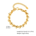 18K gold plated stainless steel geometric chain bracelet with lobster clasp and extension - Horizontal Bar Geometric Chain (BR-2596G)