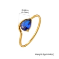 Detailansicht eines 1g Goldrings mit 0,66cm blauem Zirkon im Tropfenschliff und Maßen - US 5 / Blauer Edelstein (RC-760GL)