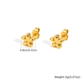 Minimalistische 18K goud vergulde roestvrijstalen bloem oorknopjes goud 0,8 cm - Afgeronde Vijfbladige Bloem Stijl (ES-698G)