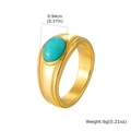 Anello vintage dorato con amazzonite ovale e texture in metallo spazzolato - US 7 / Oro