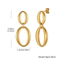 Minimalist gold stainless steel geometric oval double loop drop earrings for women - Minimalist Double Oval Style (ED-919G)