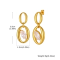 Detail showing dimensions of gold-plated oval hoop earrings with marquise zircon stones - Marquise Rhinestone Inlaid Double Oval Style (ED-1000G)