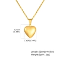 Detailansicht des goldenen Herzmedaillons mit Maßangaben und Spezifikationen der Kette - Gold Stil 1 (PN-1255G02)