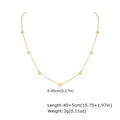 Collar dorado de acero inoxidable con circonitas blancas de corazón y medidas detalladas - Collar Colgante Corazón Cadena Cruz Plana (NC-2331G)