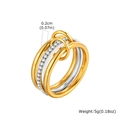 Two-tone stacked stainless steel ring with micro-pave cubic zirconia stones - US 6 / Pave Zirconia Multi-ring Style (RC-889)