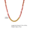 Adjustable beaded necklace with pink crystals and polished gold-plated metal beads - Rose Quartz Necklace / Pink Necklace (NC-2546G01)