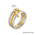 Close-up of interlocking gold and silver stainless steel rings with width measurements - US 6 / Pure Polished Multi-ring Style (RC-888)