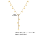 Gold-plated stainless steel Y-shaped necklace with zircon and small flower charms - Gold Five-Petal Flower Y-Shape Style (NC-2425G)