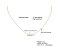 Detail view of gold stainless steel necklace featuring a rectangular bar and AAA zirconia - Necklace (NC-781G)