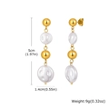Französische Luxus-Ohrhänger aus 18k vergoldetem Edelstahl mit Kunstperlen - ED-888G (Gold)