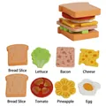 Kids wooden toy sandwich set with realistic play food ingredients in bright colors - Mini Sandwich