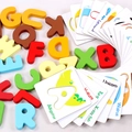 Carte puzzle dell'alfabeto in legno educative con lettere colorate per l'apprendimento precoce - Set di carte per il riconoscimento degli animali a 26 lettere