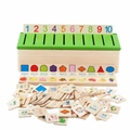 Bilingual wooden educational classification box for toddlers with fruit and shape tiles - Bilingual Chinese English