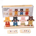 Set gioco orsetto da vestire in legno con pezzi colorati e schede di riferimento didattiche - Set Impilabile Colonne Orso
