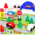 Set ferrovia urbana in legno da 40 pezzi con auto giocattolo e costruzioni bimbi - Combinazione di Giocattoli Cavalcavia Ferroviario