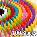 Colorful 100pcs wooden dominoes blocks set for kids educational creative building play - 100pcs
