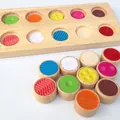 Set di allenamento sensoriale in legno per bambini con cilindri tattili colorati - Tavola di Abbinamento Tattile Sensoriale
