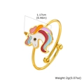 Anillo ajustable de acero inoxidable dorado con unicornio de esmalte para niñas - Anillo de Unicornio (RC-910G02)