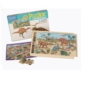 Details zum 4-in-1 Dinosaurier-Holzpuzzle-Set mit vier 24-teiligen Puzzles in der Box - Dinosaurier