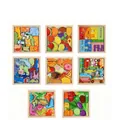 Set of 8 multi-layered wooden 3D animal and number puzzles for early childhood learning - Square Creative 3D Puzzle (Random 1 Piece)
