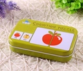 Educational fruit cognition puzzle in green tin box with apple pattern - Fruit Style