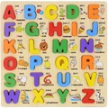 Pädagogisches Holz-Alphabet-Puzzle für Kinder mit 26 Großbuchstaben und Tiermotiven - Großbuchstaben
