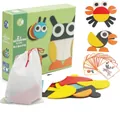 Puzzle animal de madera Montessori con bloques geométricos y 20 tarjetas guía de patrones - Estilo Geométrico Animal