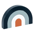 Multi-layer wooden rainbow stacking toy in navy and terracotta colors with matte finish - 4-Layer Arc Blocks / Magic Black
