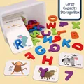 Jeu de cartes éducatives lettres et chiffres avec blocs en bois et boîte de rangement - Ensemble de Cartes de Cognition Alphabet et Chiffres (ZSB18)
