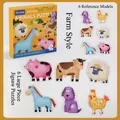 Set puzzle in legno animali della fattoria per bambini con sei grandi modelli 6-in-1 in set - Animali della Fattoria