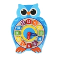 Orologio Montessori in legno a forma di gufo blu per imparare l'ora e le forme - Stile Gufo