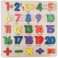 Holzpuzzle-Zahlenbrett mit 1-20 bunten Ziffern und Rechenzeichen für Kleinkinder - Cartoon Zahlen 1-20
