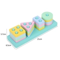 Juguete Montessori de madera color macaron con bloques geométricos de encaje - 21*6.5*5.7cm / Rectángulo Macarrón