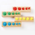 Incastri cilindrici Montessori in legno di faggio per lo sviluppo sensoriale infantile - Colorato